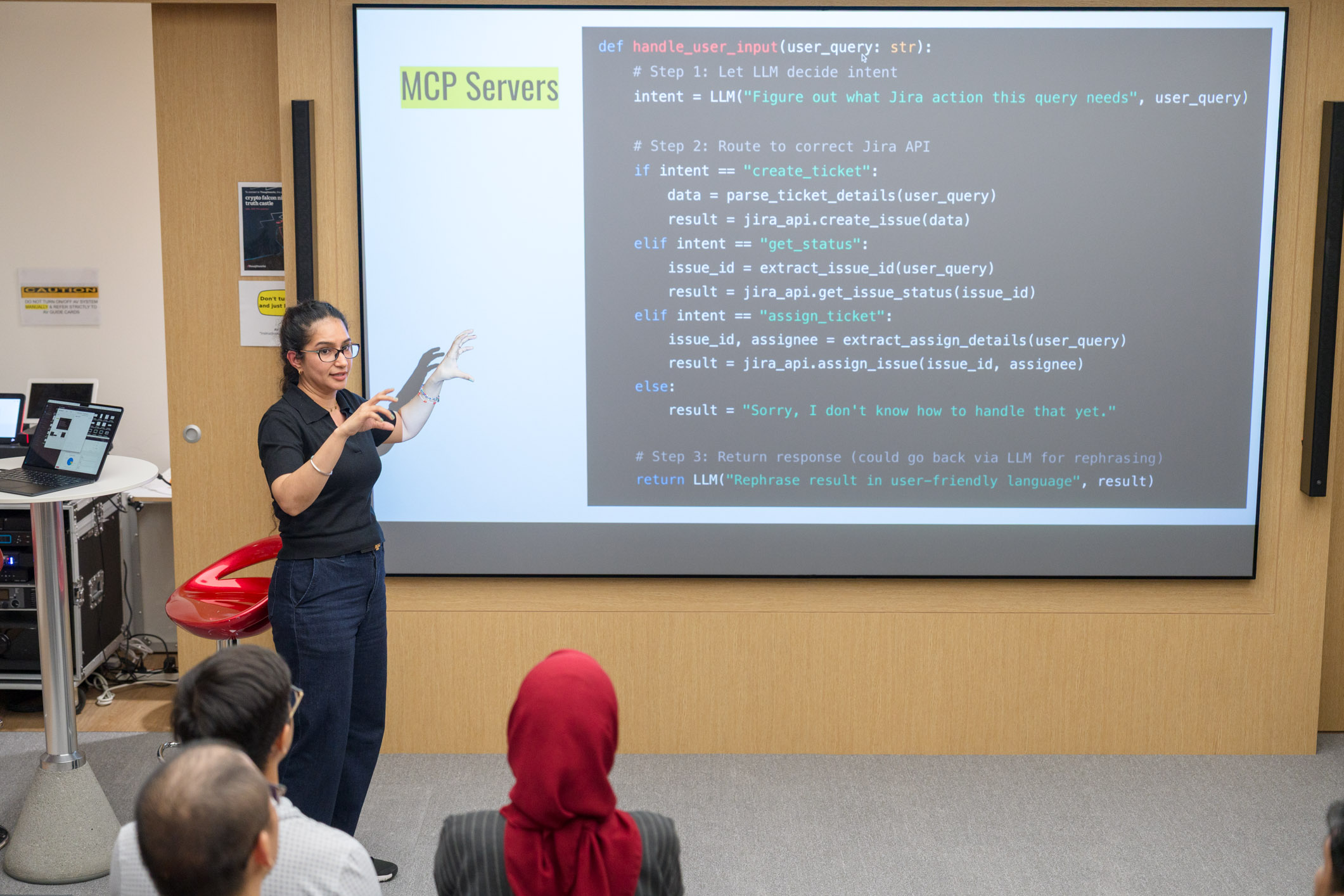 Saloni giving a talk on AI for Software Devs